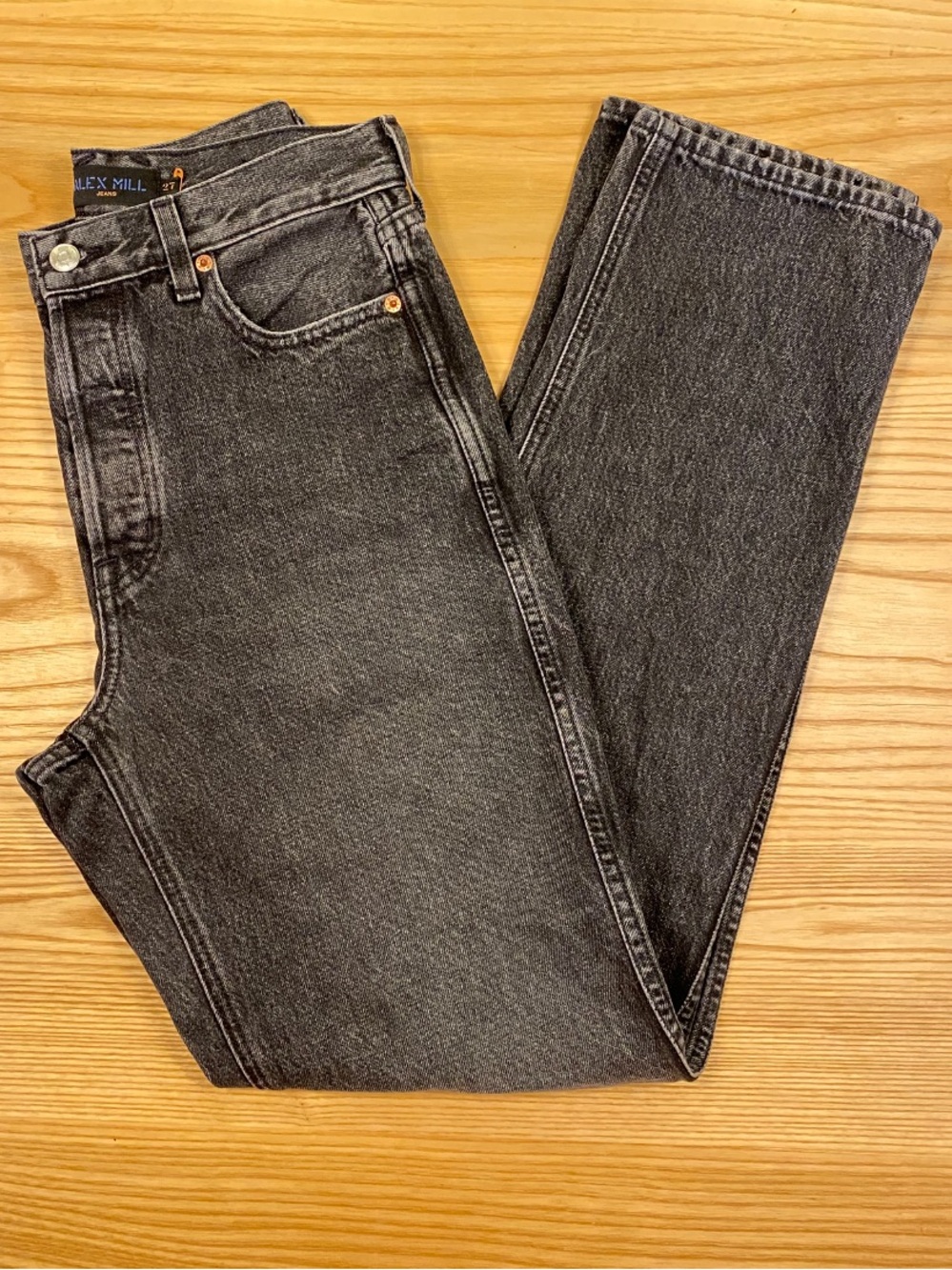 EUC ALEX MILL - Carla Black Washed Straight-Leg Jeans Size 27